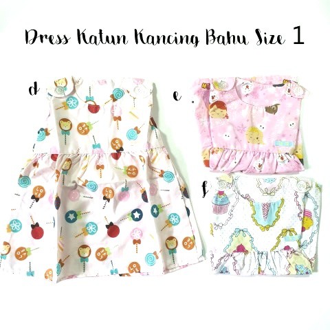 Dress Anak Katun Kancing Bahu Size 1