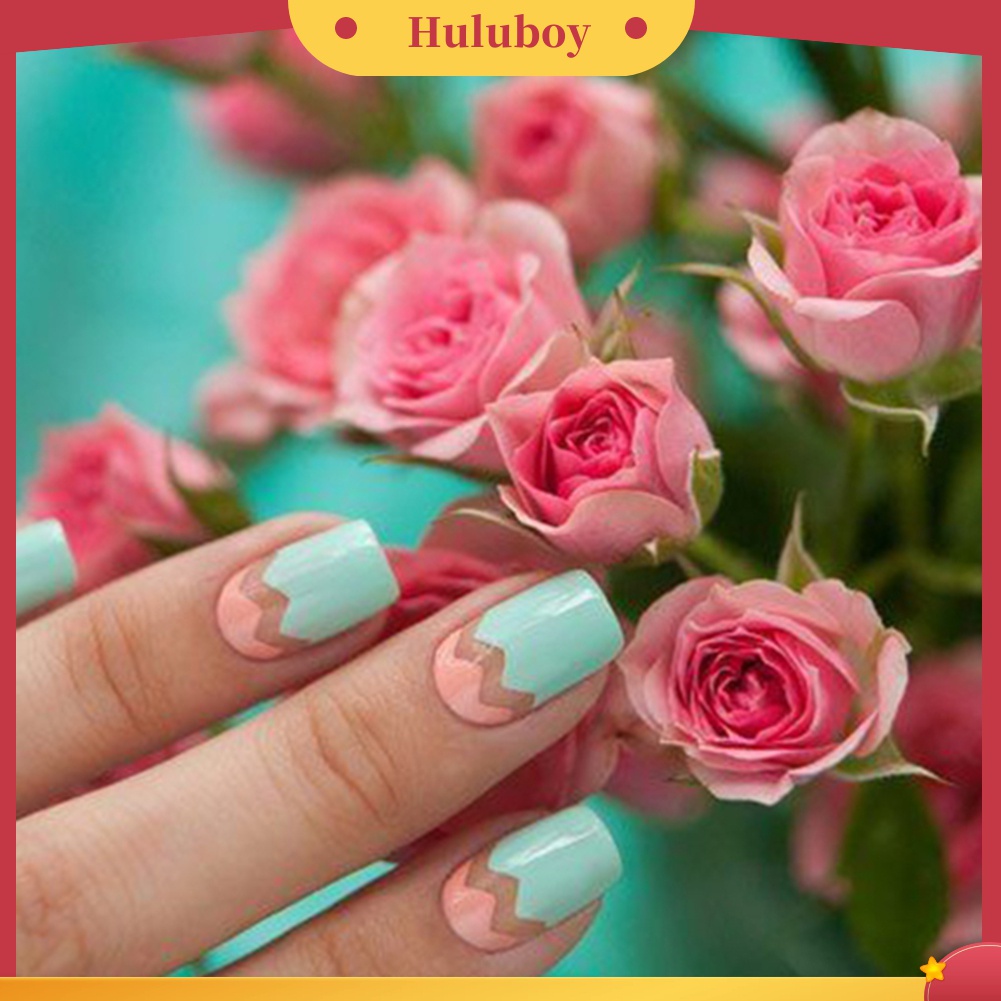 Huluboy Huluboy♡ 5 Lembar Stiker Stensil Panduan Untuk French Manicure DIY