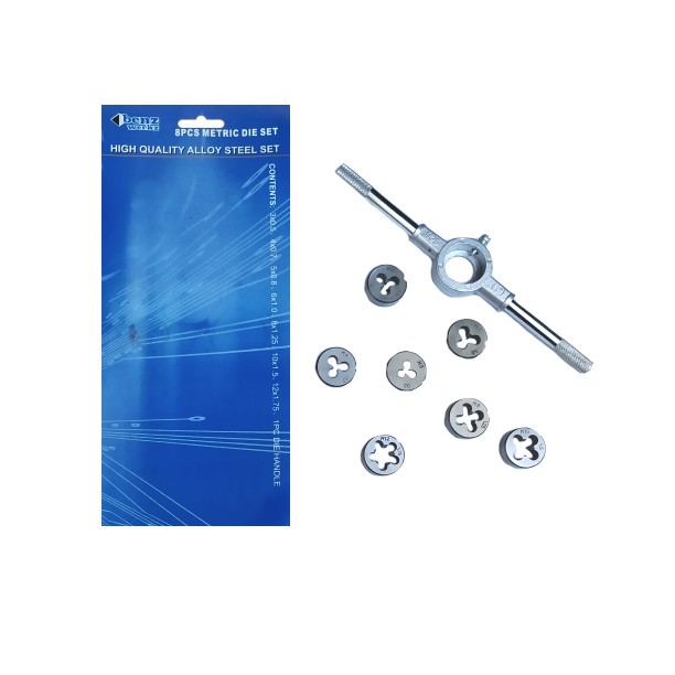 BENZ Die Set 8 pcs Benz Metric Die Set 8pcs / Alat Pembuat Ulir Drat Snai Senai Hand Die Tapping