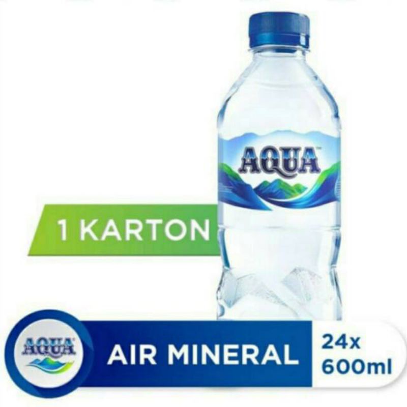 AQUA Air Mineral Botol 1 Dus Karton 600 ml x 24 Pcs