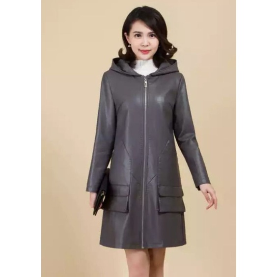 Jaket Wanita/Jaket Long Coat Wanita Semi Kulit/Jaket Panjang Wanita