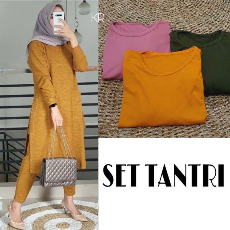 SET TANTRI FASHION PAKAIAN WANITA SETELAN CELANA DAN ATASAN BAHAN JERSEY ADA VIDEO REAL PICTADA VIDEO REAL PICT KR