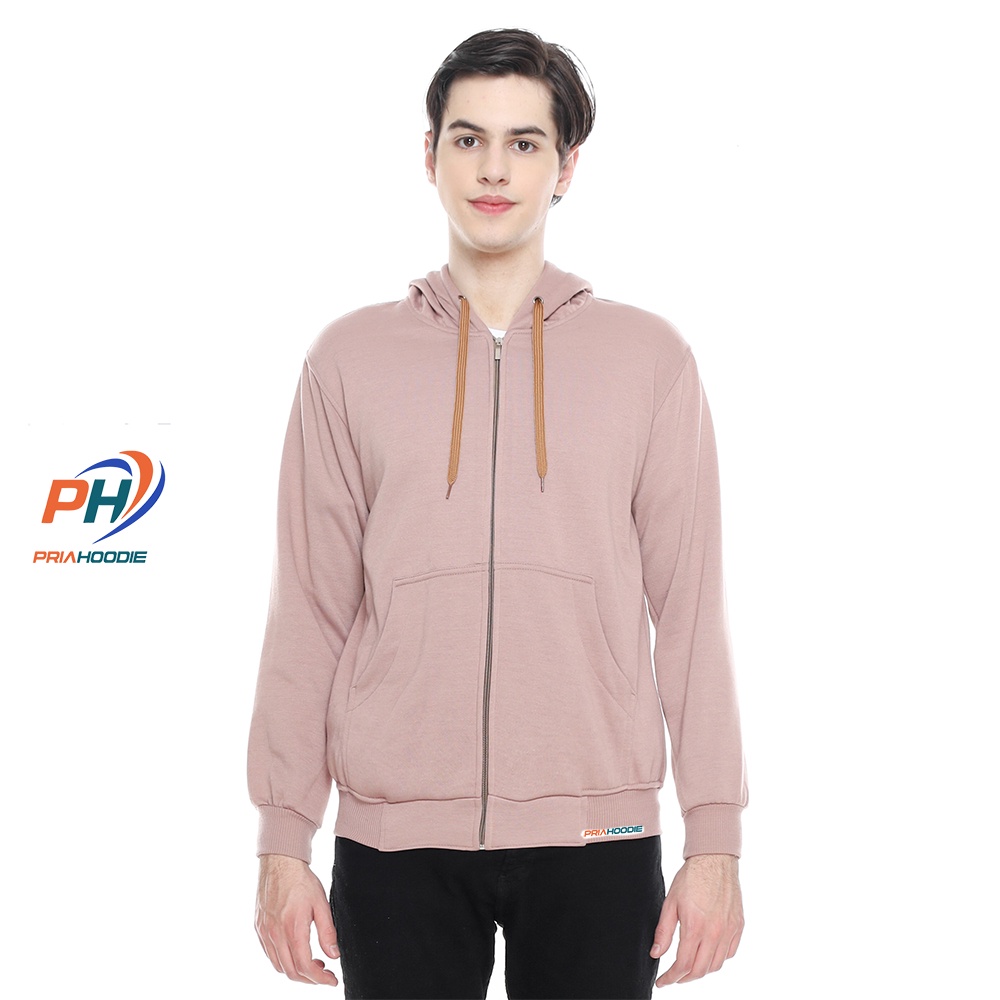 PriaHoodie Jaket Hoodie Zipper Polos Pria Cowok Laki Laki M - XXL (Bisa Cod)-MOCCA