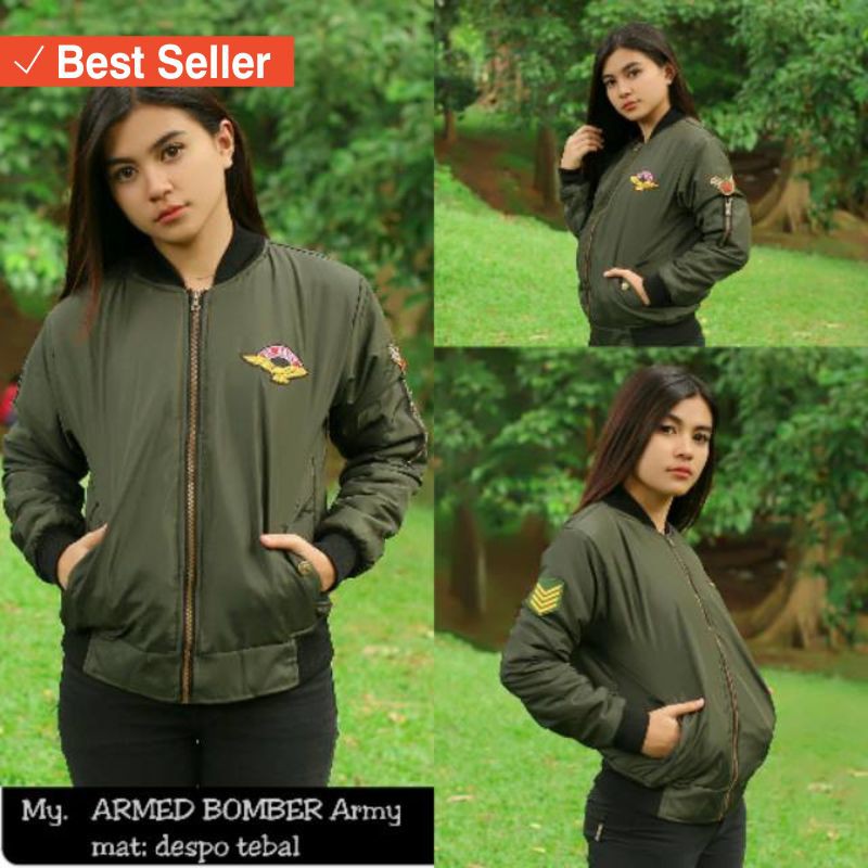 BOMBER PRIA WANITA STYLE MODERN HITS / Jaket Emporer Hijau Army Polos. Lengan Nya Bisa Le JAKET PR