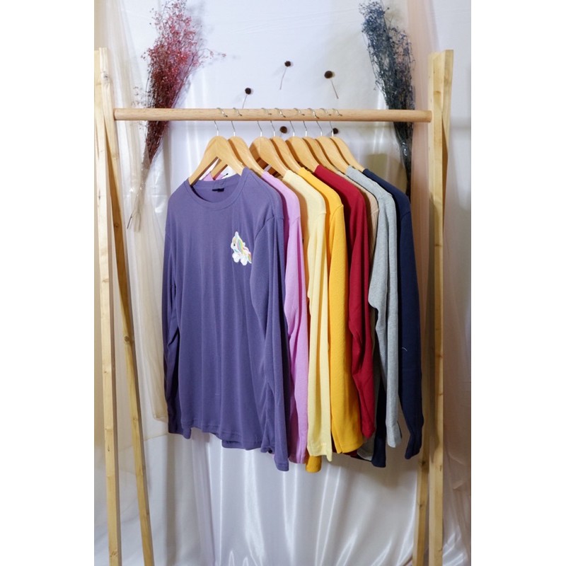 (PREMIUM) KAOS PATCH LUCU BAHAN RIB GAP LONGSLEEVE TUMBLR LENGAN PANJANG