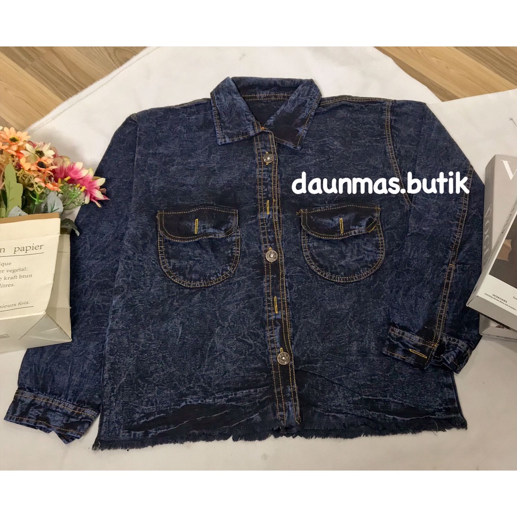 1KG MUAT 3PCS | JAKET CROP JEANS MILEA / JEANS CROP RAWIS SNOW / JAKET CROPTY HITS SELEBGRAM-MILEA BLUEBLACK