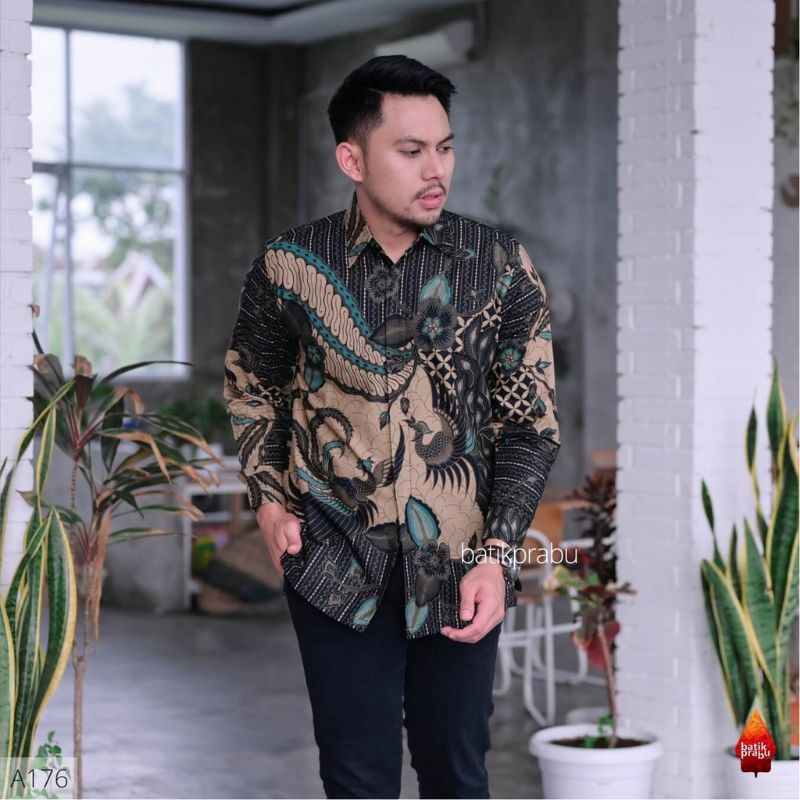 Baju Kemeja batik pria cowok cowo lengan panjang pendek pekalongan solo seragam keris premium G01