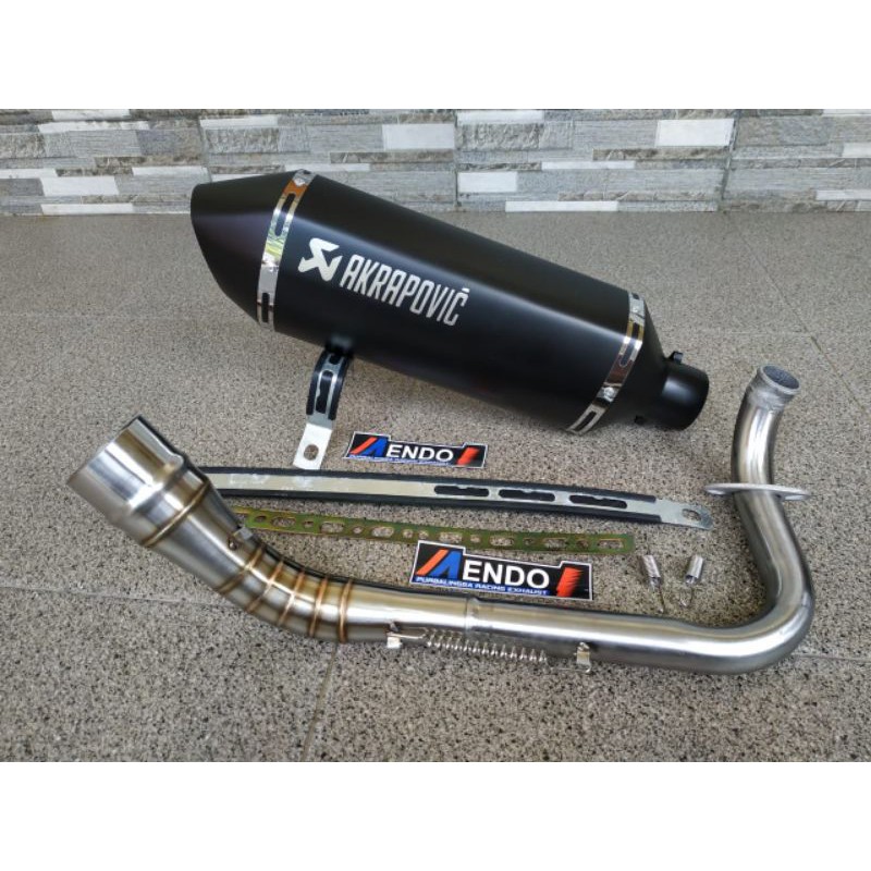 Knalpot Racing Akrapovic layang NMAX AEROX ADV GENIO PCX VARIO XMAX MIO SCOPY BEAT DLL-Hitam doff