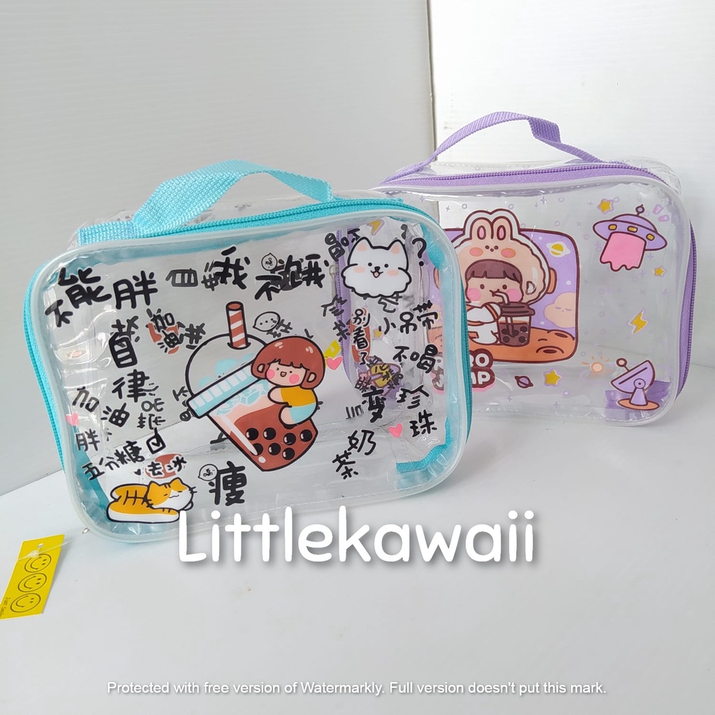 LK/Tas Pouch Mika Boba Girl Make Up Kosmetik Serbaguna Persegi Wanita Remaja