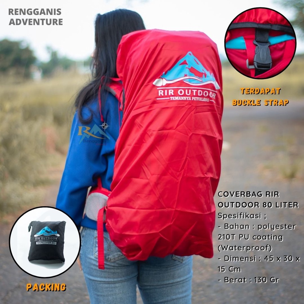 COVERBAG RAIN COVER RIR OUTDOOR 80 L OUTDOOR HIKING PELINDUNG TAS WATERPROOF ANTI AIR