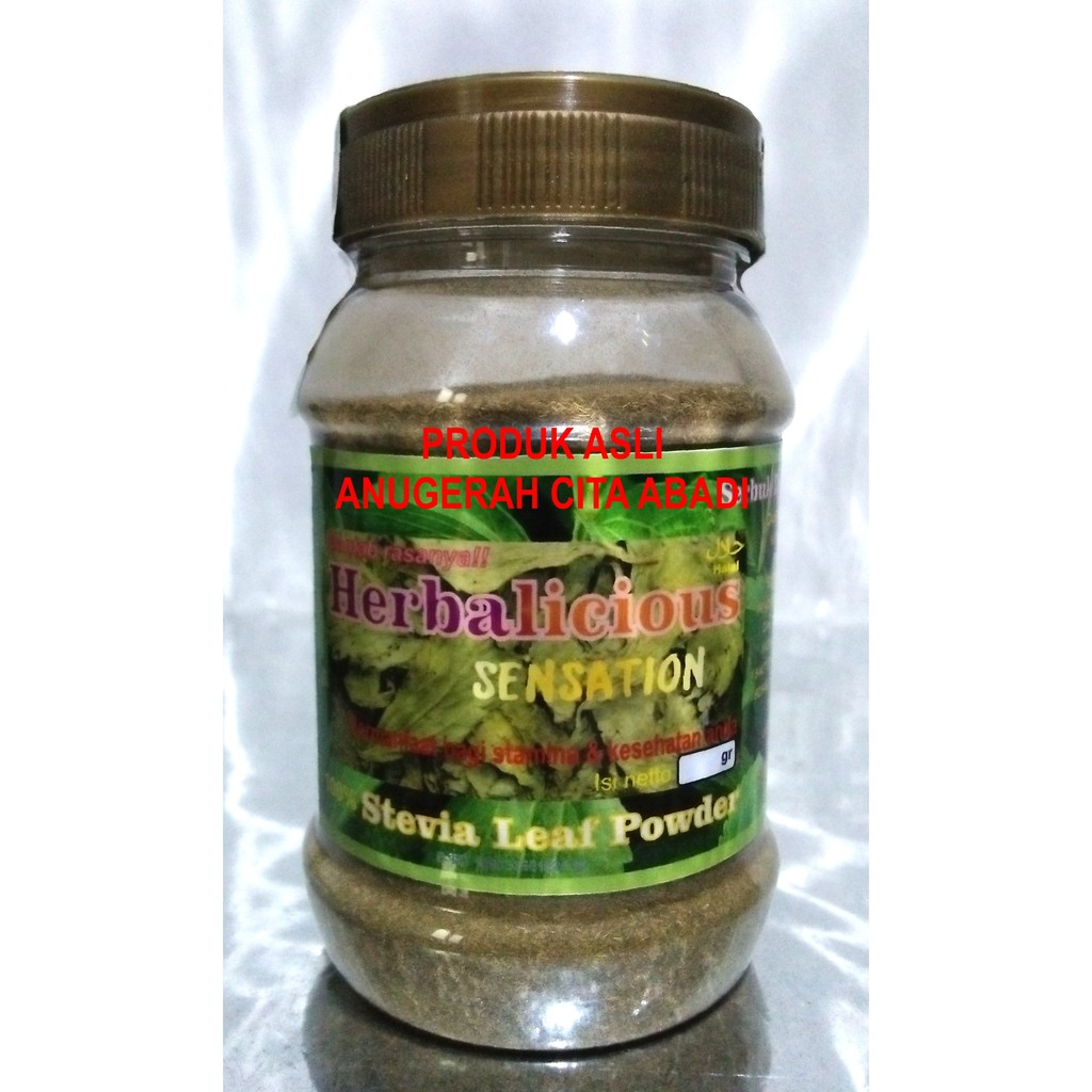 

Stevia Bubuk Herbalicious Sensation Pure Stevia Leaf Powder 80gr/200gr Toples Plastik