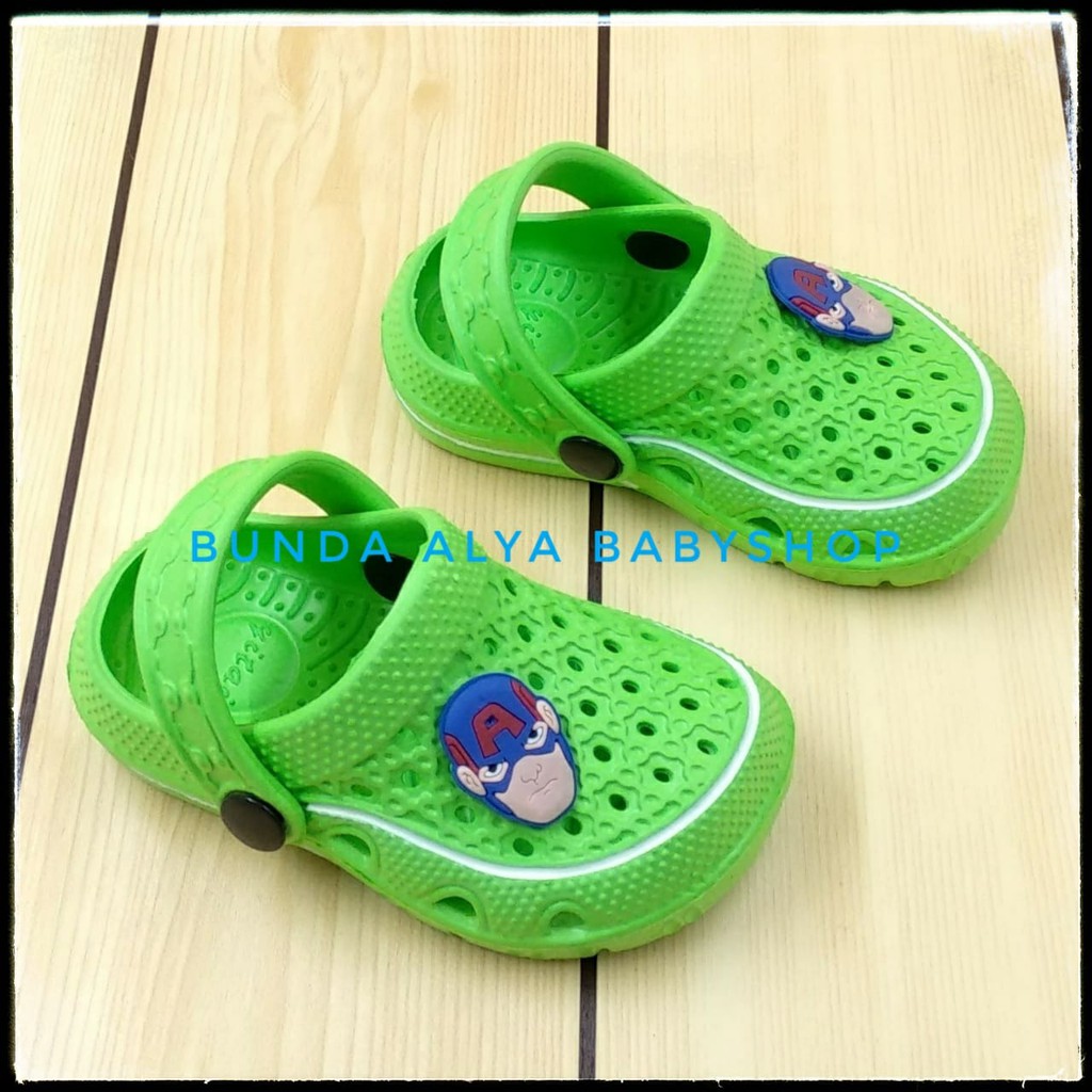 Sendal Anak Laki Laki Usia 6 Bulan 1 2 Tahun Karet HIJAU Superhero - Sepatu Sandal Anak Cowok Anti Licin Superhero Size 18 - 23