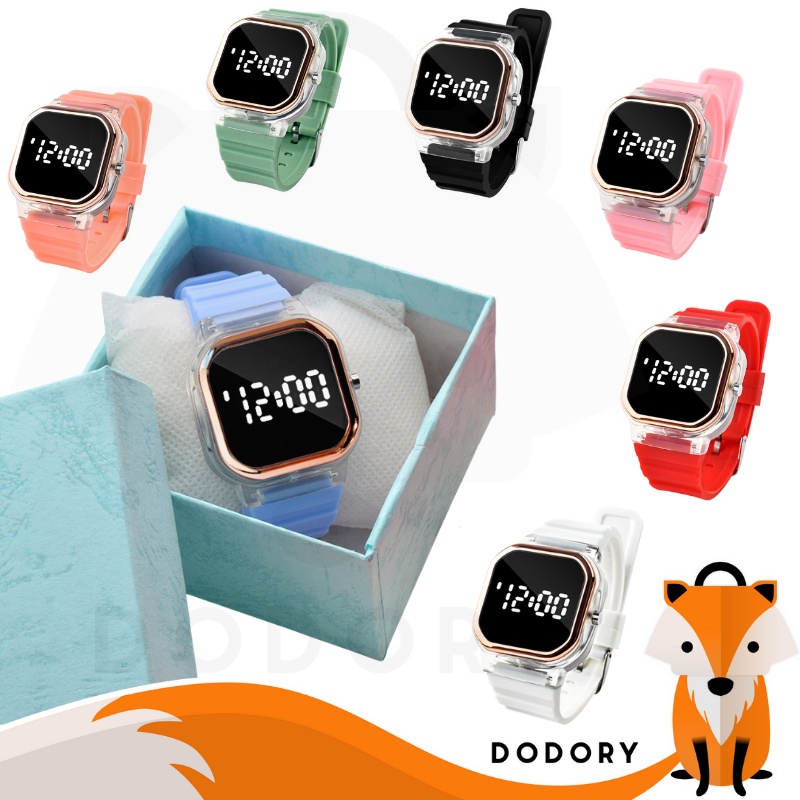 DODORY J186 Jam Tangan Rubber Digital Unisex Jam Tangan Petak Pria Wanita Sport Watch