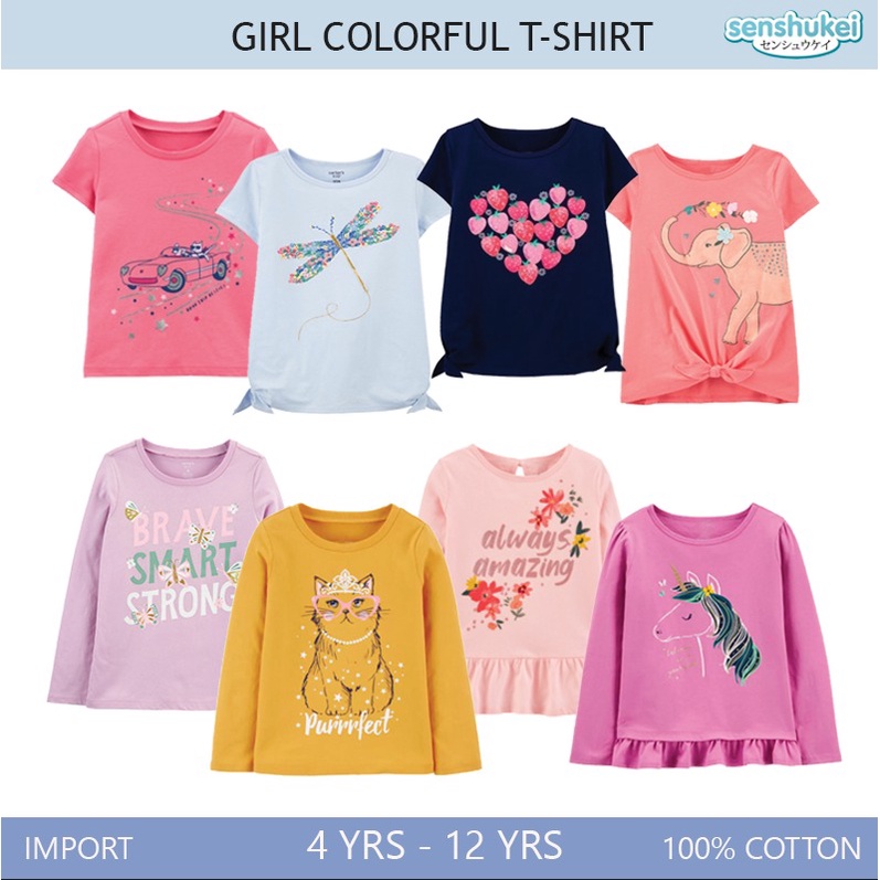 [Brandedbaby] KAOS ANAK PEREMPUAN IMPORT PREMIUM COTTON/ TSHIRT ANAK NANGGUNG / KAOS LENGAN PENDEK PANJANG