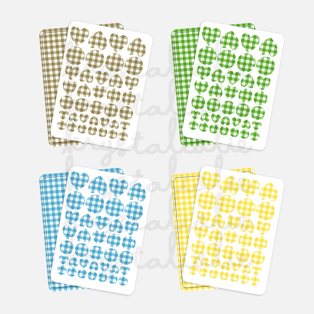 

Part 02 Gingham Sticker Sheet Circle Heart Shape