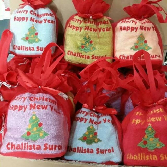 MarMon,souvenir handuk bordir bingkisan natal merry chrismas
