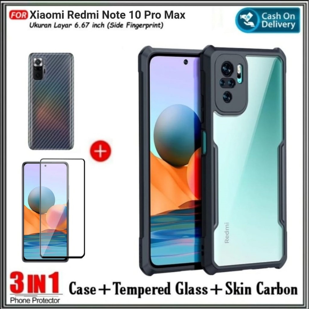 Case Xiaomi Redmi Note 10 Pro Max Soft Hard Fusion Transparan Case Redmi Note 10 Pro Max