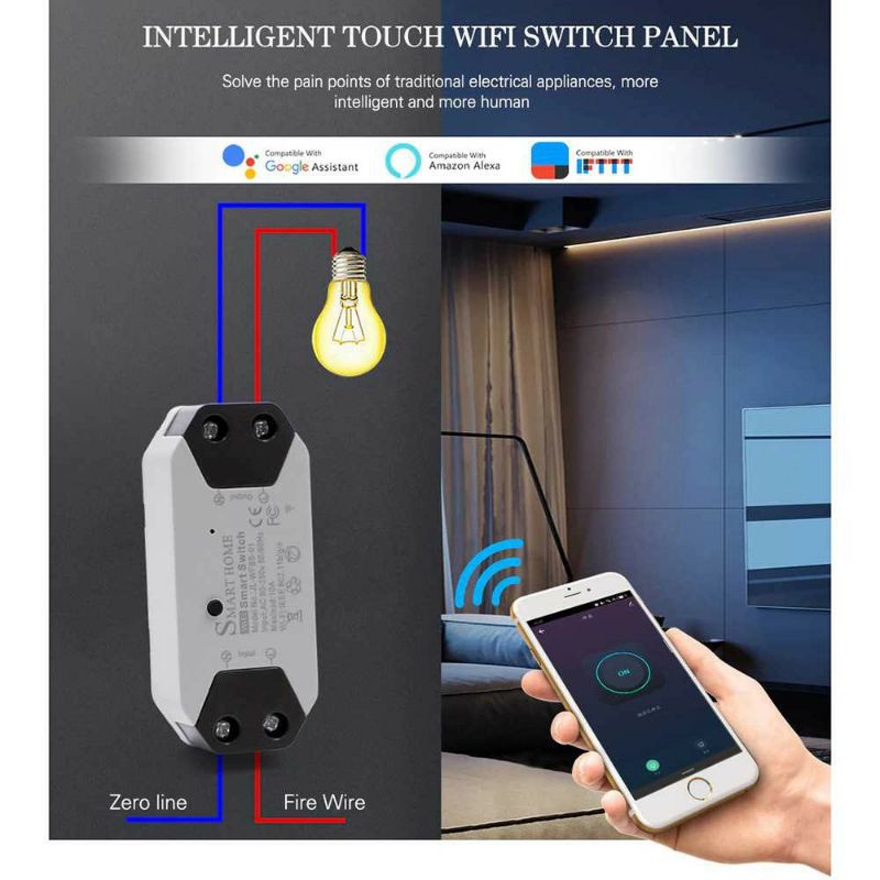 Saklar Lampu Pintar WiFi Smart Switch Light Sensor Universal support Breaker Timer