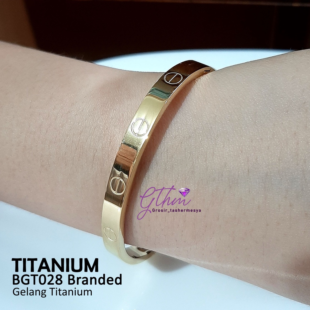 Gelang titanium / Gelang wanita permata premium tanpa mata bgt028 anti karat anti alergi