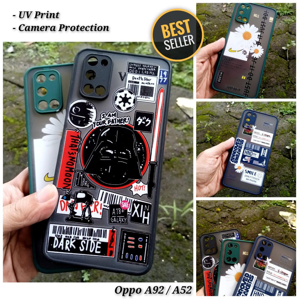 Bumper Case Oppo A92 A52 Akrilik Dove Matte + 360 Ring Camera Protection Best Seller Motif Hits 2020