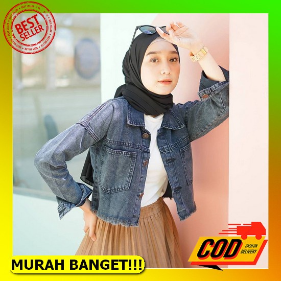 Jaket Jeans Wanita Hoodie/Jaket Hoodie Import/Jaket Jeans Risleting Jaket Jeans Cropty Kode Bl 333