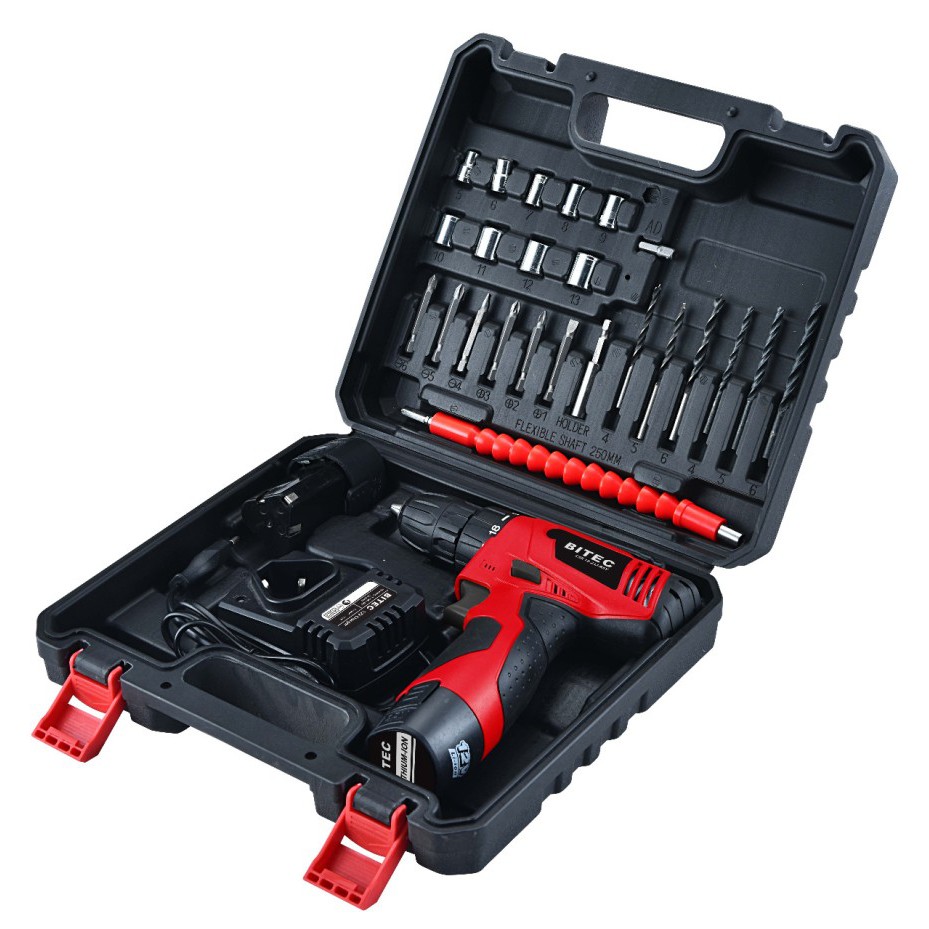 Bitec Mesin Bor Cordless 10 mm 2x Baterai Komplit Mata BID R12-2 LI-YS