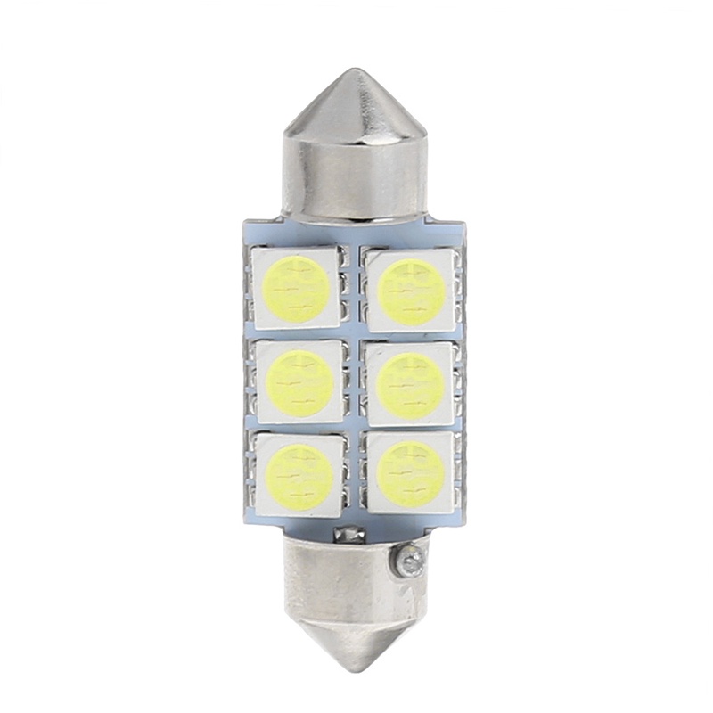 Cre Lampu LED 6smd 5050 36MM DC12V Warna Putih Untuk Interior Mobil