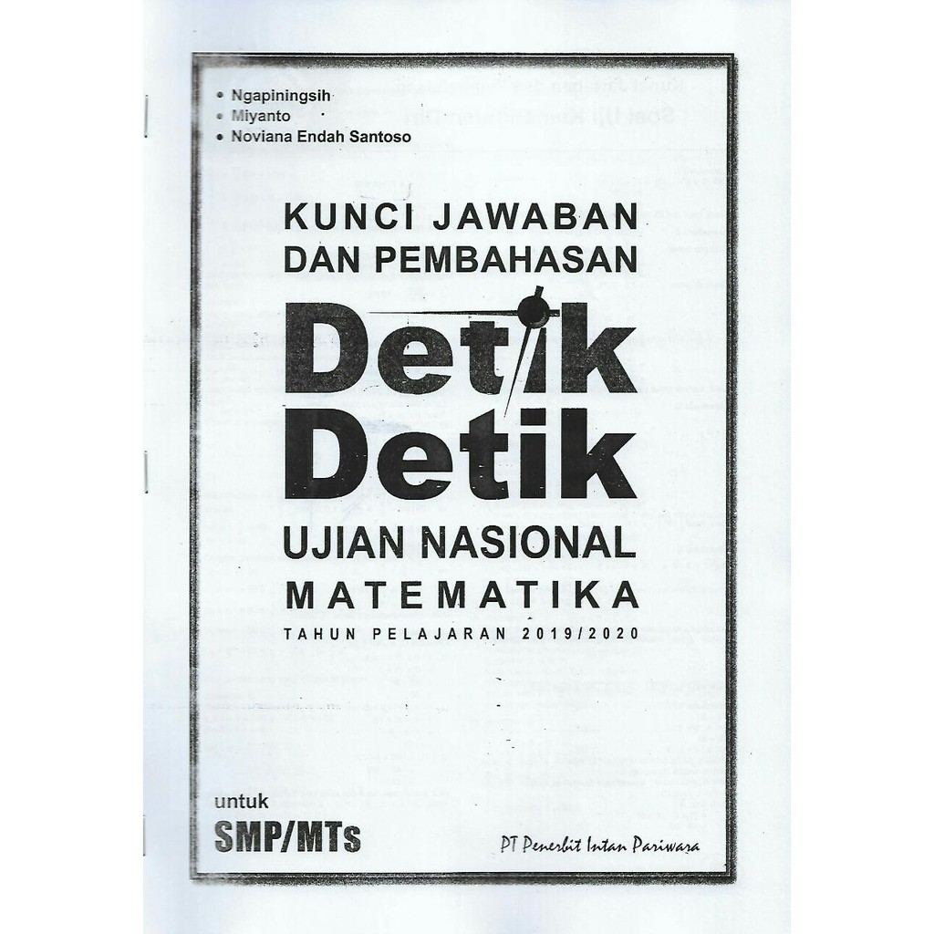 Detik Detik Kunci Jawaban Matematika Smp Mts Tahun Ajaran 2019 2020 Shopee Indonesia