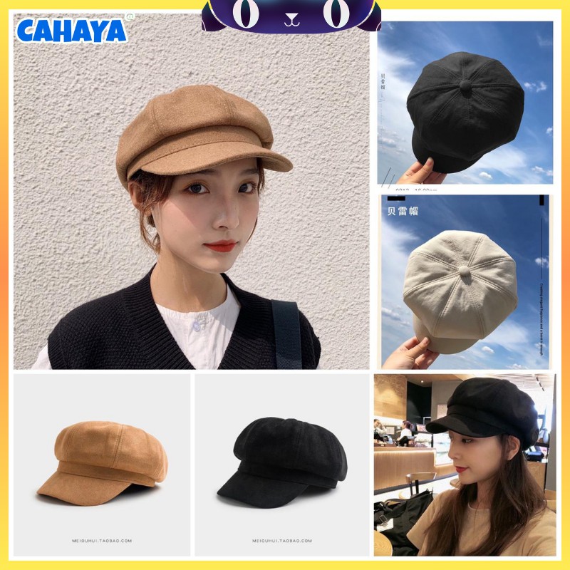 Topi Beret Oktagonal Bahan Katun Gaya Korea Retro untuk Wanita S16