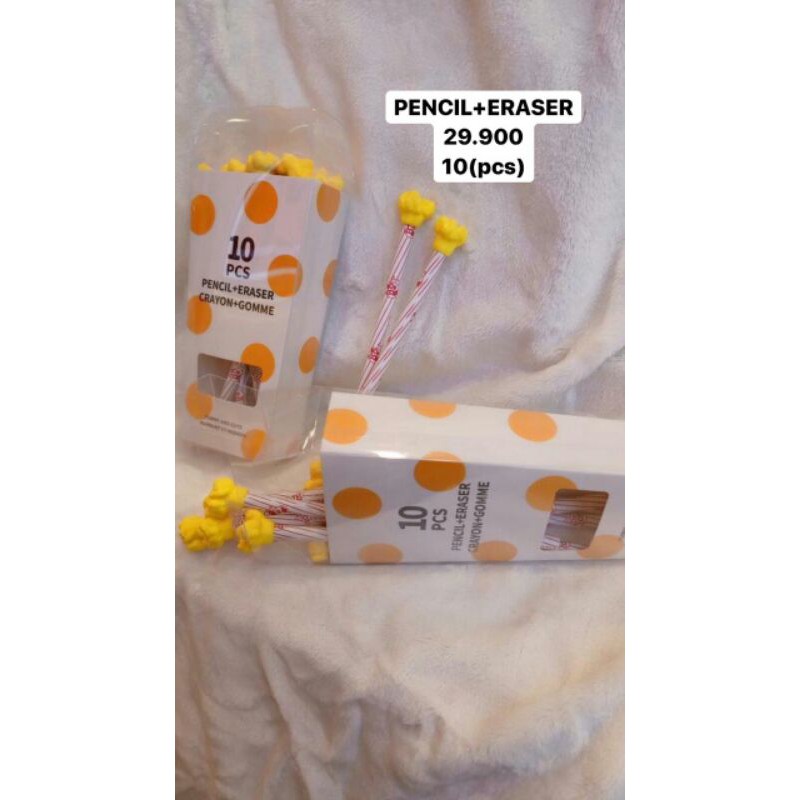 

MINISO PENCIL + ERASER 10pc popcorn