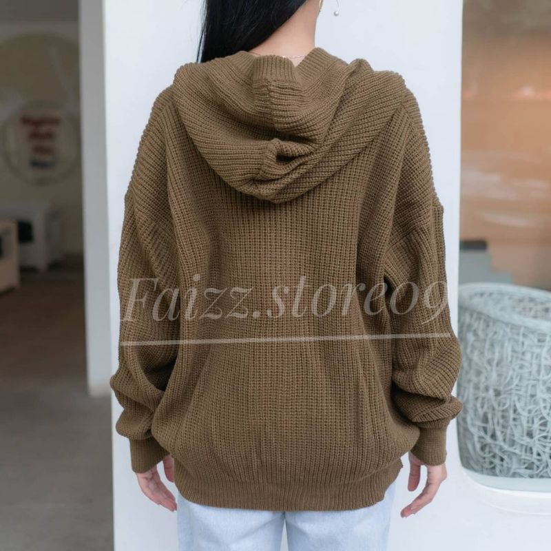 Hoodie Jaket Rajut OVERSIZE Zipper/Sweater Rajut wanita Hoodie STORE09