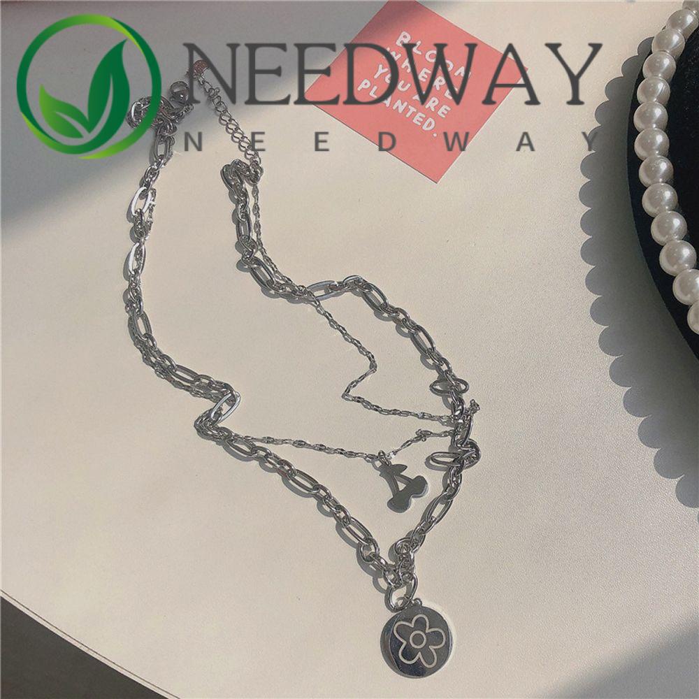 Needway  Charms Clavicle Choker Vintage Fashion Jewelry Double Layer Necklace Chain New Cherry Punk Pendant For Women Flower/Multicolor