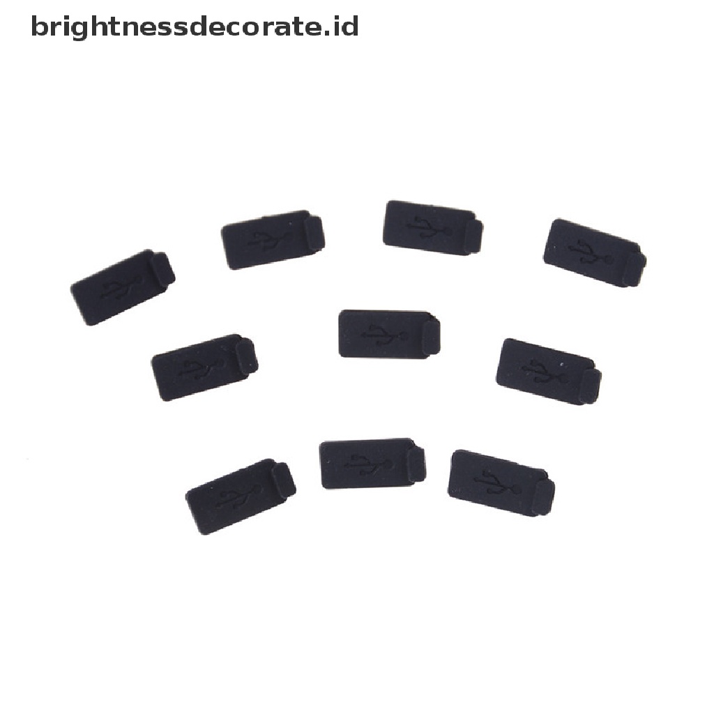10pcs / Set Plug Usb Bahan Karet Silikon Warna Hitam Untuk Pc