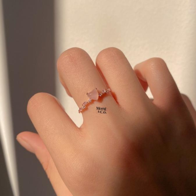 Mong&Co Laska S925 Pink Opal Ring - Cincin Wanita Silver Sterling 925