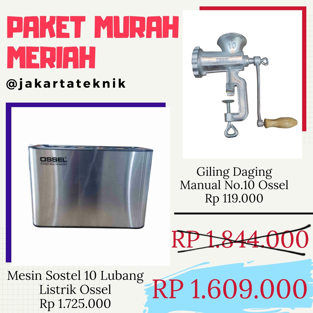 Paket Murah Mesin Sostel Sosis Telur Alat Giling Daging Manual Ossel