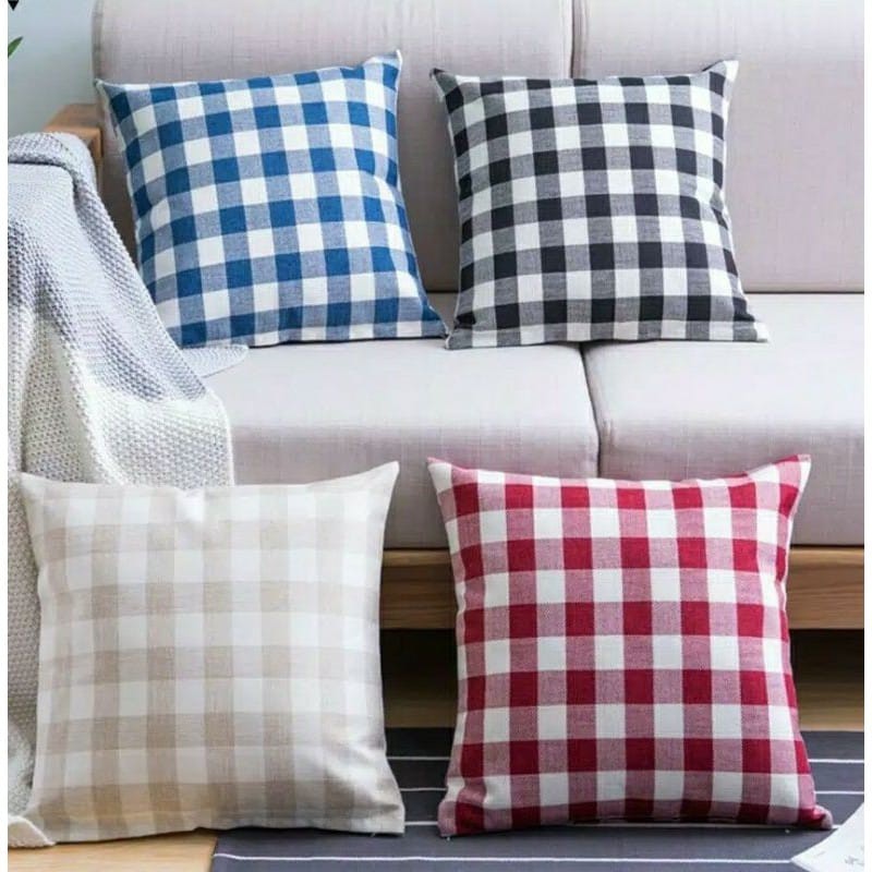 Sarung Bantal SOFA/SOPA MURAH Motif Kotak-kotak Uk 40x40 cm Cantik Estetik Kekinian Gaya Korea Katun dari Ismi Store