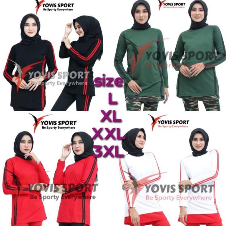 atasan senam kaos lengan panjang muslimah,atasan olahraga, [SDN.19Au22g]