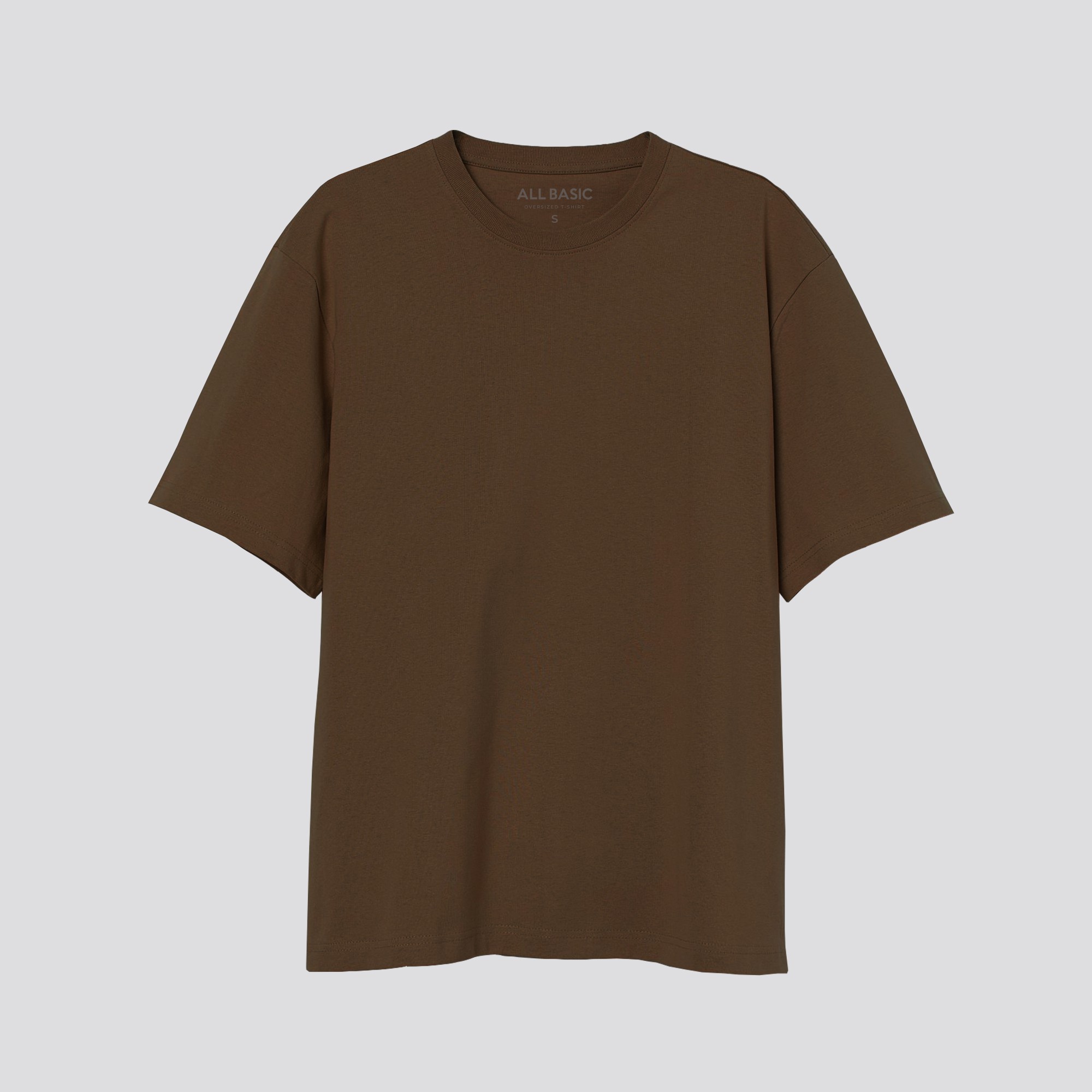 Men Oversized Crew Neck T-Shirt - Brown | Shopee Indonesia