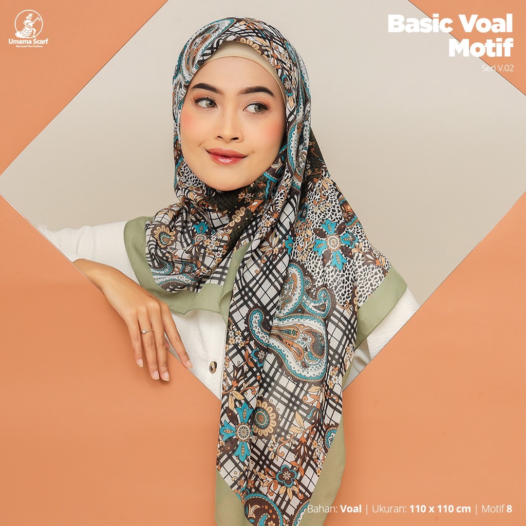 Hijab Segiempat Basic Voal Motif Kerudung Segiempat Original by Umama Nayla Hija'b
