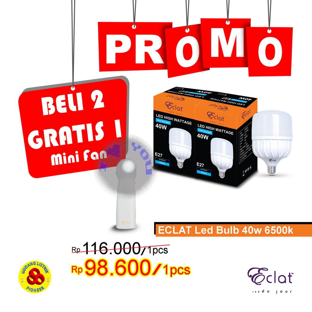 ECLAT Lampu LED Bulb 40 W Putih E27 LED Capsule Cool Daylight 6500K