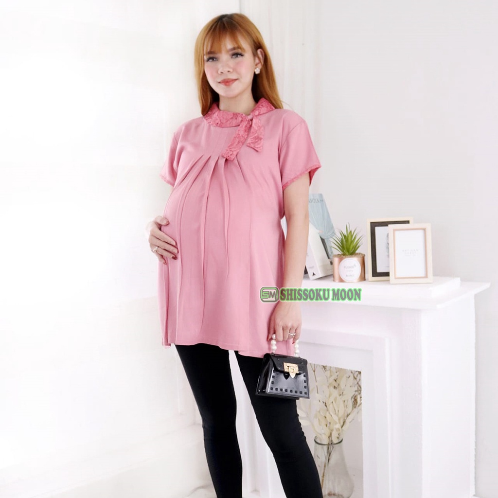 Baju Atasan Hamil Kerja Kantor Model Scarf Bahan Rayon Twill - Sabrina