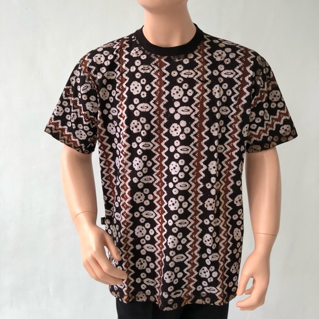 Baju kaos lengan pendek batik cap katun primis pria murah