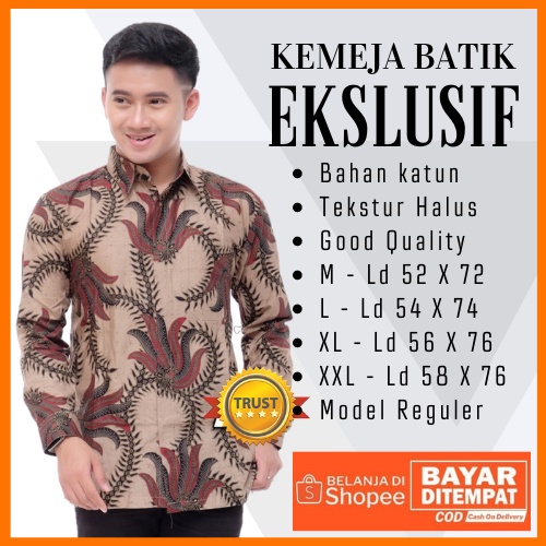 KEMEJA BATIK PRIA LENGAN PANJANG size M L XL XXL Halus Berkualitas Rapi dan Nyaman di Pakai