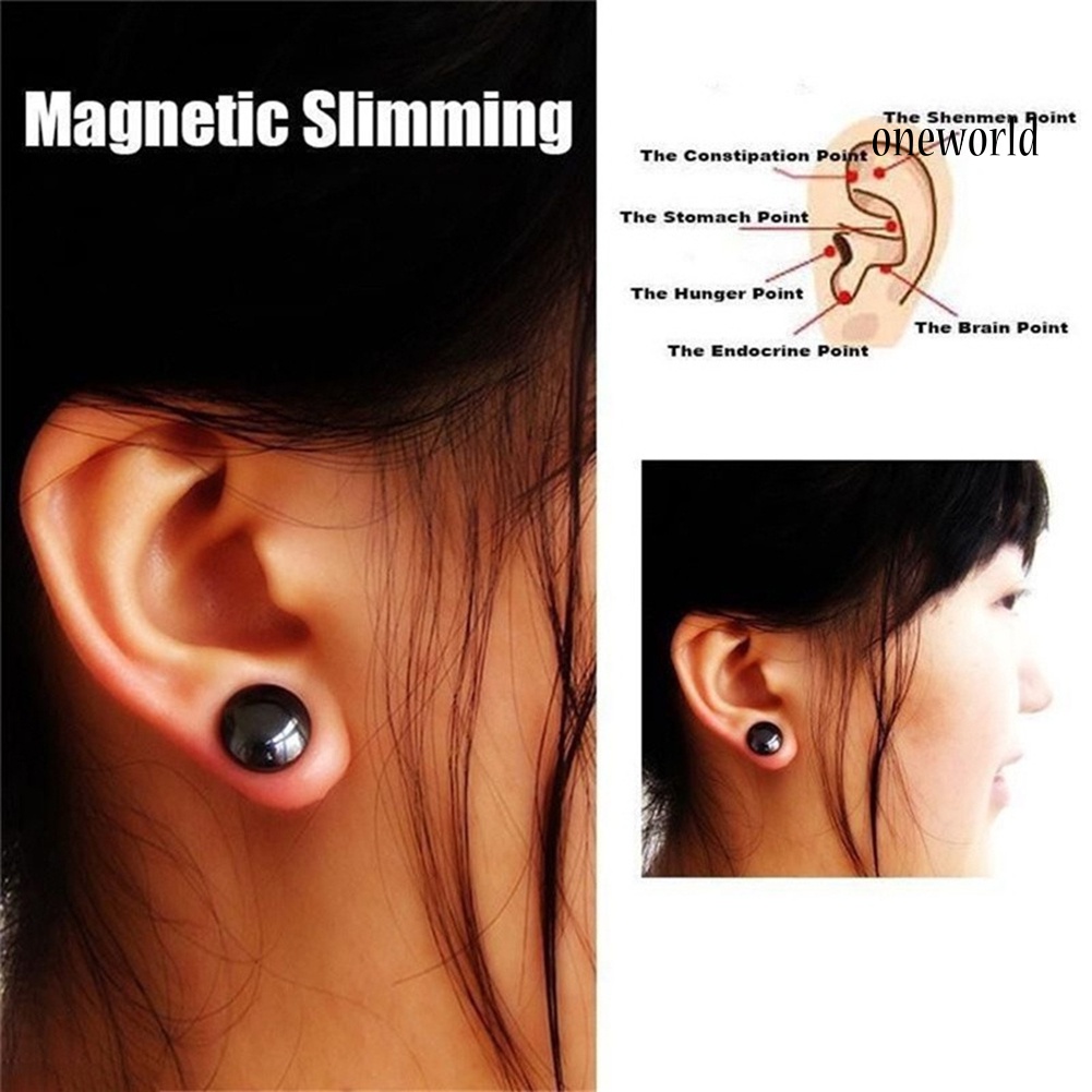 OW@ Beauty Slim Magnetic Ear Studs Acupuncture Points Massager Earrings Health Care