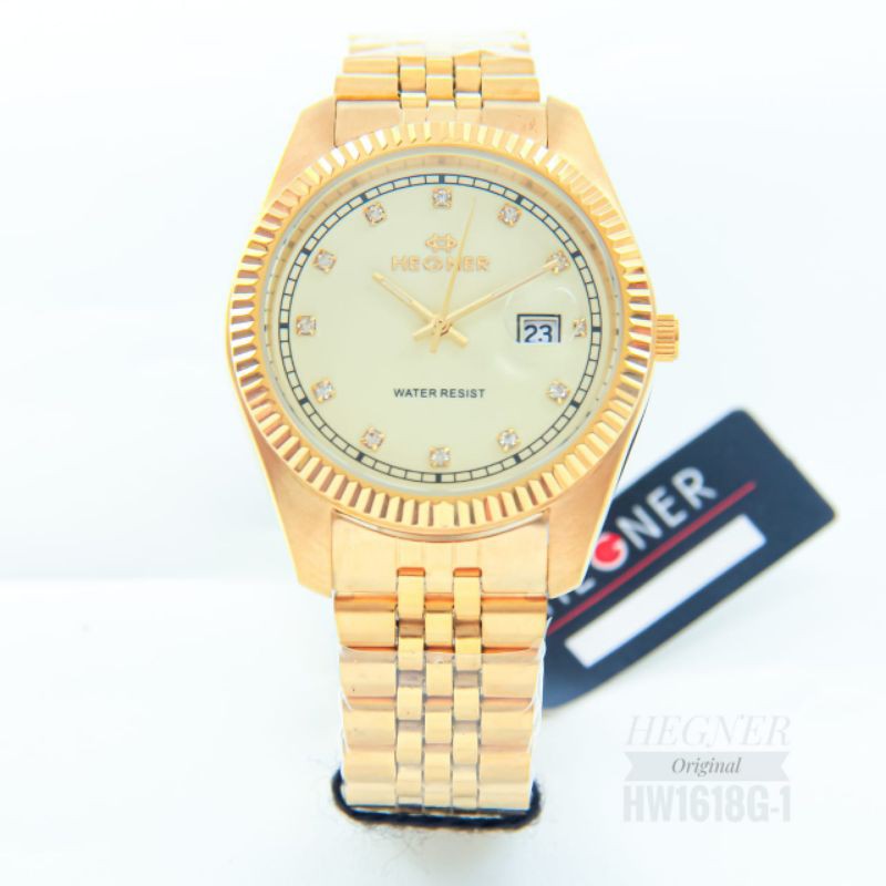 Jam Tangan Pria&Wanita Merk Hegner Type Hw-1618-G1 Original Stainless