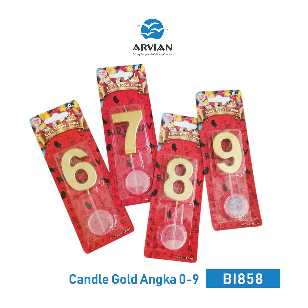 SON Lilin Angka Kue Tart Ulang Tahun Gold Emas Happy Birthday [Instant Surabaya] - Arvian