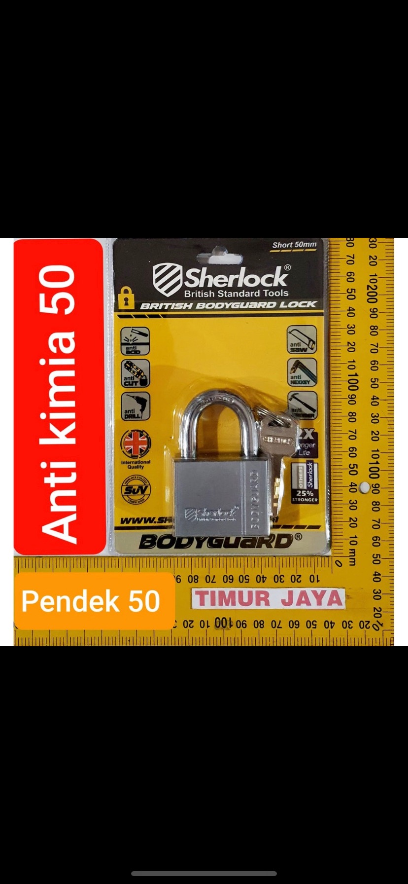 Gembok Anti Cairan Setan Anticut 50mm Pendek Sherlock