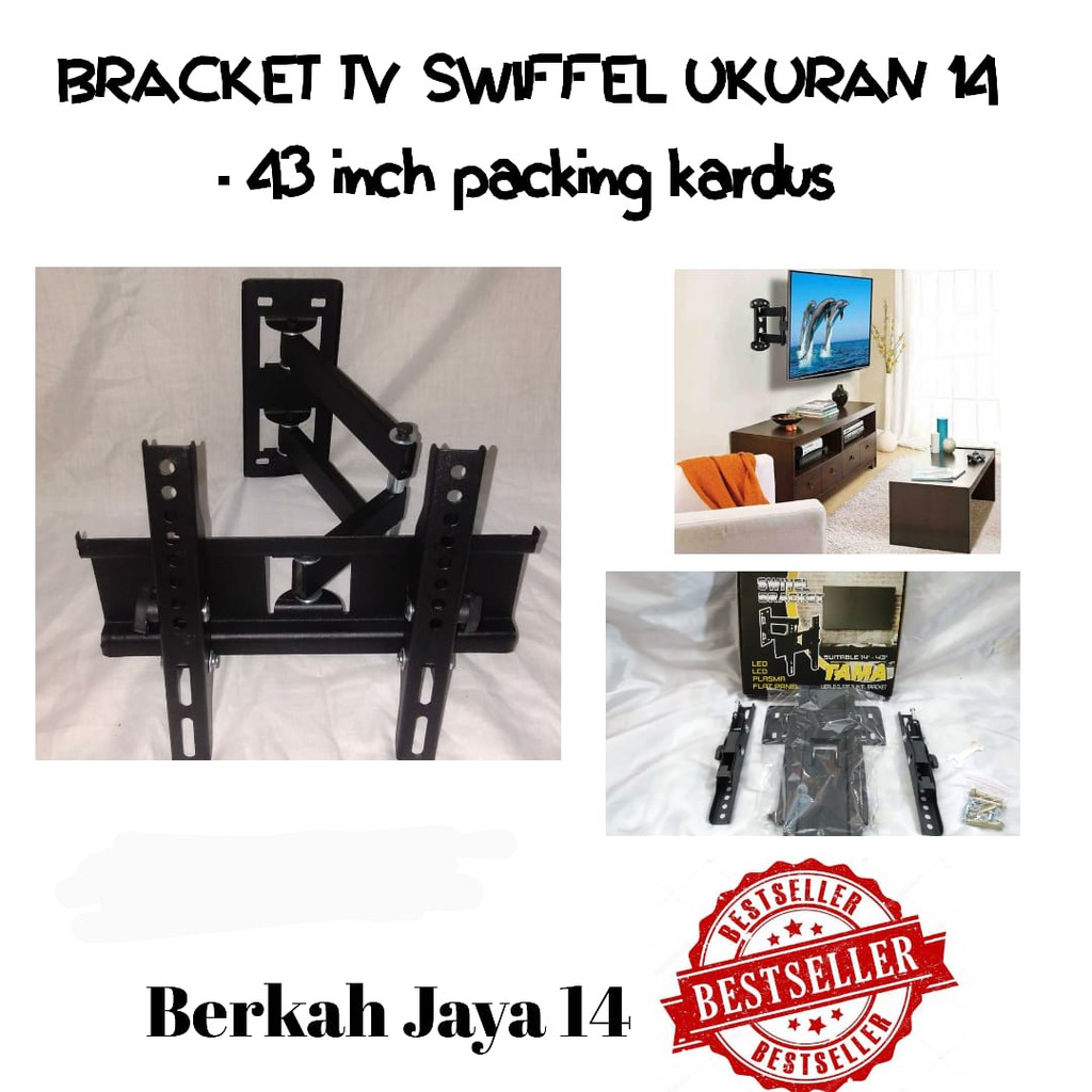 BRACKET TV LED LCD PLASMA FLAT PANEL SWIFFEL MERK TAMA UKURAN 14&quot;-42&quot; HARGA MURAH BARANG BERKUALITAS