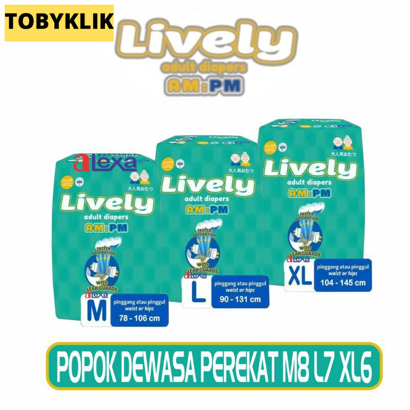 Lively Popok Dewasa Day &amp; Night / Popok Perekat M8 L7 XL6 Adult Diaper