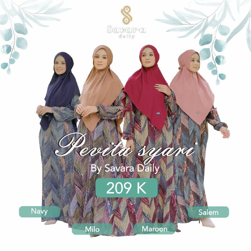 SET GAMIS PEVITA DRESS BY SAVARA DAILY INAYA COLLECTION SETELAN HIJAB SYRI BAJU BUSANA MUSLIM WANITA